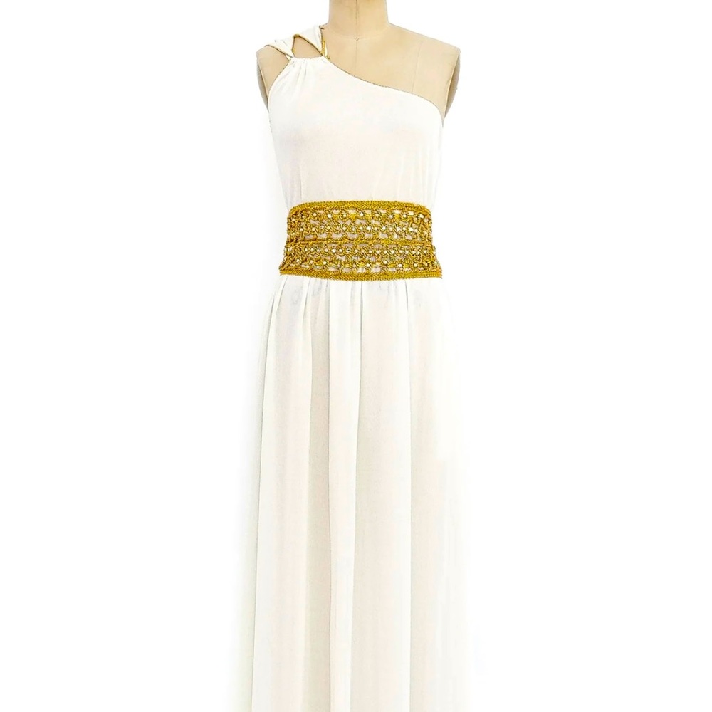 Ivory maxi one shoulder dress
